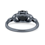 Art Deco Vintage Style Round Simulated Cubic Zirconia Wedding Engagement Ring 925 Sterling Silver