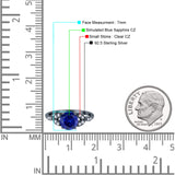 Art Deco Vintage Style Round Simulated Cubic Zirconia Wedding Engagement Ring 925 Sterling Silver