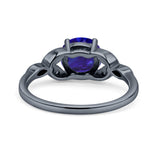 Art Deco Vintage Style Round Simulated Cubic Zirconia Wedding Engagement Ring 925 Sterling Silver