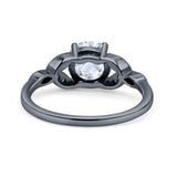 Art Deco Vintage Style Round Simulated Cubic Zirconia Wedding Engagement Ring 925 Sterling Silver