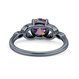 Art Deco Vintage Style Round Simulated Cubic Zirconia Wedding Engagement Ring 925 Sterling Silver