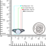 Art Deco Vintage Style Round Simulated Cubic Zirconia Wedding Engagement Ring 925 Sterling Silver