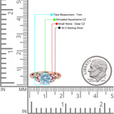 Art Deco Vintage Style Round Simulated Cubic Zirconia Wedding Engagement Ring 925 Sterling Silver