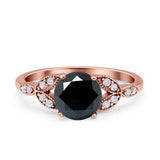 Art Deco Vintage Style Round Simulated Cubic Zirconia Wedding Engagement Ring 925 Sterling Silver