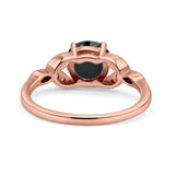 Art Deco Vintage Style Round Simulated Cubic Zirconia Wedding Engagement Ring 925 Sterling Silver