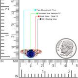 Art Deco Vintage Style Round Simulated Cubic Zirconia Wedding Engagement Ring 925 Sterling Silver