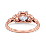 Art Deco Vintage Style Round Simulated Cubic Zirconia Wedding Engagement Ring 925 Sterling Silver