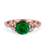 Art Deco Vintage Style Round Simulated Cubic Zirconia Wedding Engagement Ring 925 Sterling Silver