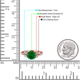 Art Deco Vintage Style Round Simulated Cubic Zirconia Wedding Engagement Ring 925 Sterling Silver