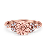 Art Deco Vintage Style Round Simulated Cubic Zirconia Wedding Engagement Ring 925 Sterling Silver