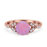 Art Deco Vintage Style Round Simulated Cubic Zirconia Wedding Engagement Ring 925 Sterling Silver