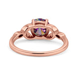 Art Deco Vintage Style Round Simulated Cubic Zirconia Wedding Engagement Ring 925 Sterling Silver