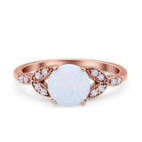 Art Deco Vintage Style Round Simulated Cubic Zirconia Wedding Engagement Ring 925 Sterling Silver