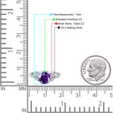 Art Deco Vintage Style Round Simulated Cubic Zirconia Wedding Engagement Ring 925 Sterling Silver