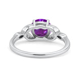 Art Deco Vintage Style Round Simulated Cubic Zirconia Wedding Engagement Ring 925 Sterling Silver