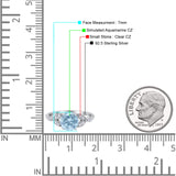 Art Deco Vintage Style Round Simulated Cubic Zirconia Wedding Engagement Ring 925 Sterling Silver