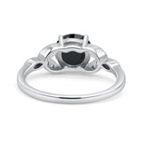 Art Deco Vintage Style Round Simulated Cubic Zirconia Wedding Engagement Ring 925 Sterling Silver