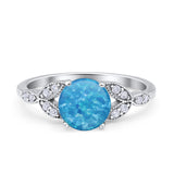 Art Deco Vintage Style Round Simulated Cubic Zirconia Wedding Engagement Ring 925 Sterling Silver