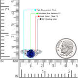 Art Deco Vintage Style Round Simulated Cubic Zirconia Wedding Engagement Ring 925 Sterling Silver