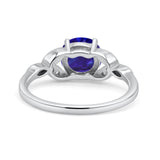 Art Deco Vintage Style Round Simulated Cubic Zirconia Wedding Engagement Ring 925 Sterling Silver