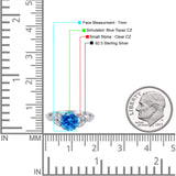 Art Deco Vintage Style Round Simulated Cubic Zirconia Wedding Engagement Ring 925 Sterling Silver