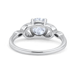 Art Deco Vintage Style Round Simulated Cubic Zirconia Wedding Engagement Ring 925 Sterling Silver