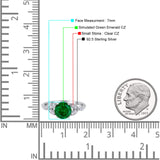 Art Deco Vintage Style Round Simulated Cubic Zirconia Wedding Engagement Ring 925 Sterling Silver