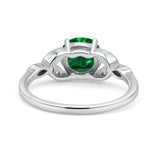 Art Deco Vintage Style Round Simulated Cubic Zirconia Wedding Engagement Ring 925 Sterling Silver