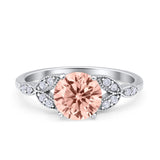 Art Deco Vintage Style Round Simulated Cubic Zirconia Wedding Engagement Ring 925 Sterling Silver