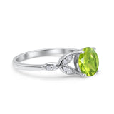 Art Deco Vintage Style Round Simulated Cubic Zirconia Wedding Engagement Ring 925 Sterling Silver