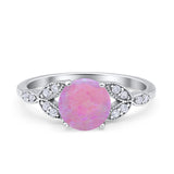 Art Deco Vintage Style Round Simulated Cubic Zirconia Wedding Engagement Ring 925 Sterling Silver