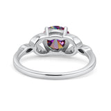 Art Deco Vintage Style Round Simulated Cubic Zirconia Wedding Engagement Ring 925 Sterling Silver