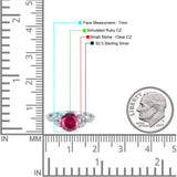 Art Deco Vintage Style Round Simulated Cubic Zirconia Wedding Engagement Ring 925 Sterling Silver