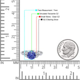 Art Deco Vintage Style Round Simulated Cubic Zirconia Wedding Engagement Ring 925 Sterling Silver