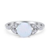 Art Deco Vintage Style Round Simulated Cubic Zirconia Wedding Engagement Ring 925 Sterling Silver