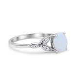 Art Deco Vintage Style Round Simulated Cubic Zirconia Wedding Engagement Ring 925 Sterling Silver