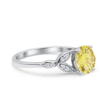 Art Deco Vintage Style Round Simulated Cubic Zirconia Wedding Engagement Ring 925 Sterling Silver