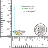 Art Deco Vintage Style Round Simulated Cubic Zirconia Wedding Engagement Ring 925 Sterling Silver