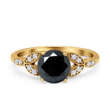 Art Deco Vintage Style Round Simulated Cubic Zirconia Wedding Engagement Ring 925 Sterling Silver