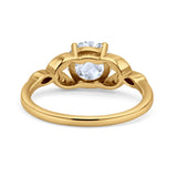 Art Deco Vintage Style Round Simulated Cubic Zirconia Wedding Engagement Ring 925 Sterling Silver