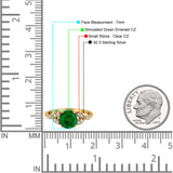 Art Deco Vintage Style Round Simulated Cubic Zirconia Wedding Engagement Ring 925 Sterling Silver