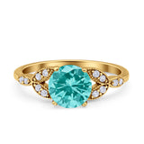 Art Deco Vintage Style Round Simulated Cubic Zirconia Wedding Engagement Ring 925 Sterling Silver