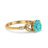 Art Deco Vintage Style Round Simulated Cubic Zirconia Wedding Engagement Ring 925 Sterling Silver