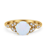 Art Deco Vintage Style Round Simulated Cubic Zirconia Wedding Engagement Ring 925 Sterling Silver