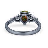 Three Stone Teardrop Pear Art Deco Wedding Engagement Ring 925 Sterling Silver