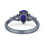Three Stone Teardrop Pear Art Deco Wedding Engagement Ring 925 Sterling Silver