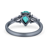 Three Stone Teardrop Pear Art Deco Wedding Engagement Ring 925 Sterling Silver