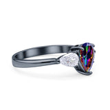 Three Stone Teardrop Pear Art Deco Wedding Engagement Ring 925 Sterling Silver