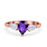 Three Stone Teardrop Pear Art Deco Wedding Engagement Ring 925 Sterling Silver