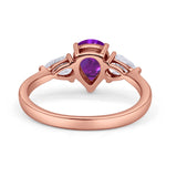 Three Stone Teardrop Pear Art Deco Wedding Engagement Ring 925 Sterling Silver